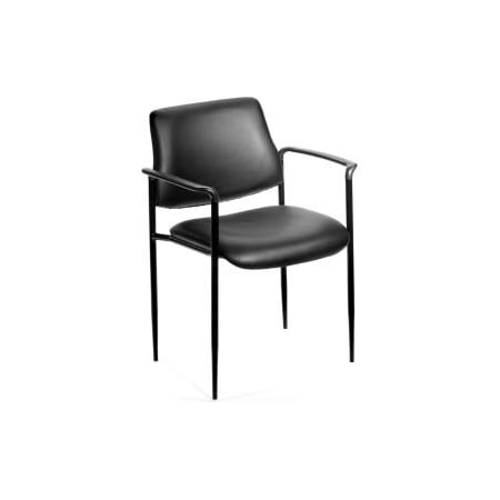 Boss Office Products Boss Stacking Guest Chair with Arms - Vinyl - Mid Back - Black, PK4 B9503-CS